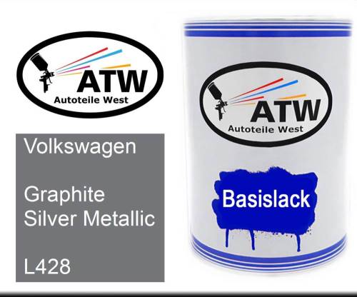 Volkswagen, Graphite Silver Metallic, L428: 500ml Lackdose, von ATW Autoteile West.